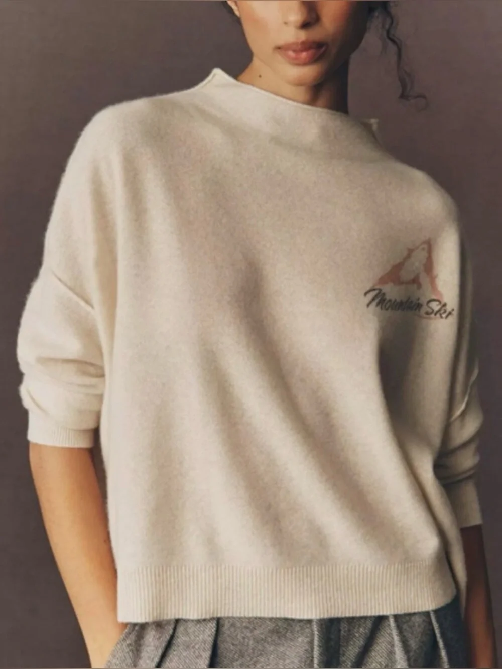 Pilcro Anthropologie Alani Cashmere Mock Neck Sweater L